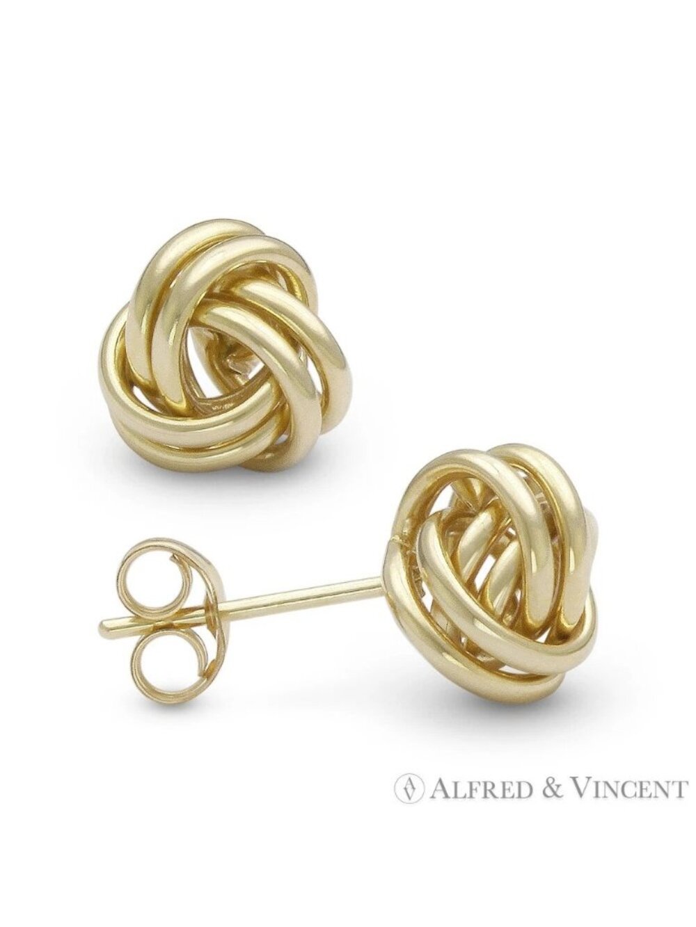 Love-Knot Fashion Stud Earrings with Push-Back Posts in 14k Yellow Gold